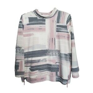 Weekends by Chico's Fleece Mock Neck Pullover Sweatshirt w/Zip Side Vents 2 LGE